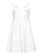 Back Logo Tape Fit Flare Dress Dresses & Skirts Dresses Casual Dresses Sleeveless Casual Dresses White Calvin Klein