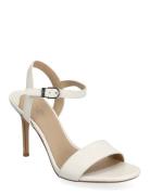 Gwen Lizard-Embossed Leather Sandal Sandal Med Hæl White Lauren Ralph Lauren