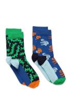 2-Pack Kids Crocodile Socks Sokker Strømper Multi/patterned Happy Socks