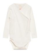 Baby Rib Jersey Body Crossover W. Longsleeve Bodies Wrap Bodies Cream Copenhagen Colors