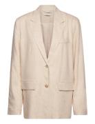 Linen Blend Blazer Blazers Single Breasted Blazers Beige Gina Tricot