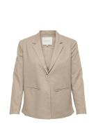 Carola-Caro L/S Linen Blazer Tlr Blazers Single Breasted Blazers Beige ONLY Carmakoma