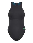 Womens Racer Zip Swimsuit With Integrated Swim Bra Badedragt Badetøj Black Speedo