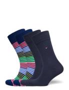 Th Men Sock 4P Multicolor Stripe Underwear Socks Regular Socks Navy Tommy Hilfiger