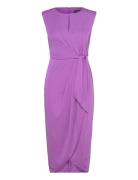 Stretch Jersey Tie-Front Dress Knælang Kjole Purple Lauren Ralph Lauren