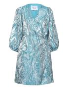 Msalika Short Wrap Dress Kort Kjole Blue Minus