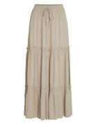 Vimesa Hw Long Skirt/Su/Ft/Ka Lang Nederdel Beige Vila