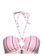 Recycled Printed Swimwear Bikinis Bikini Tops Bandeau Bikinitops Pink Ganni