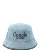 Coach Embroidered Denim Bucket Hat Accessories Headwear Bucket Hats Blue Coach Accessories