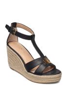 Burnished Calf-Hale-Es-Csl Espadrillos Med Hæl Sandal Black Lauren Ralph Lauren