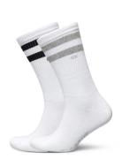 Ck Men Sock 2P Stripes Underwear Socks Regular Socks White Calvin Klein
