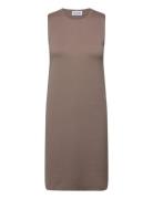 Extra Fine Wool Shift Dress Knælang Kjole Beige Calvin Klein