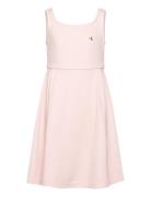 Back Logo Tape Fit Flare Dress Dresses & Skirts Dresses Casual Dresses Sleeveless Casual Dresses Pink Calvin Klein