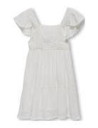 Kmgeva S/L Back Cut Out Dress Wvn Dresses & Skirts Dresses Casual Dresses Short-sleeved Casual Dresses White Kids Only