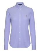 Slim Fit Knit Cotton Oxford Shirt Tops Shirts Long-sleeved Blue Polo Ralph Lauren