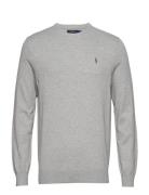 Slim Fit Cotton Sweater Tops Knitwear Round Necks Grey Polo Ralph Lauren