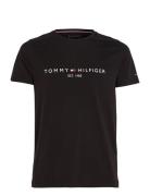Core Tommy Logo Tee Tops T-Kortærmet Skjorte Black Tommy Hilfiger