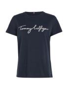 Heritage Crew Neck Graphic Tee Tops T-shirts & Tops Short-sleeved Navy Tommy Hilfiger
