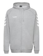 Hmlgo Cotton Zip Hoodie Sport Sweatshirts & Hoodies Hoodies Grey Hummel