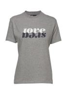 Svea Printed Love Tee Tops T-shirts & Tops Short-sleeved Grey Svea