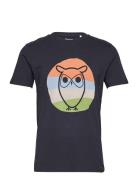 Alder Colored Owl Tee - Gots/Vegan Tops T-Kortærmet Skjorte Blue Knowledge Cotton Apparel