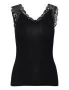 Pcbarbera Lace Top Jrs Noos Bc Tops T-shirts & Tops Sleeveless Black Pieces