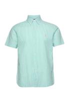 Custom Fit Striped Seersucker Shirt Tops Shirts Short-sleeved Green Polo Ralph Lauren