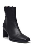 Bootie - Block Heel - With Zippe Shoes Boots Ankle Boots Ankle Boots With Heel Black ANGULUS