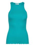 Silk Top Tops T-shirts & Tops Sleeveless Blue Rosemunde