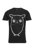 Big Owl Tee - Gots/Vegan Tops T-Kortærmet Skjorte Black Knowledge Cotton Apparel