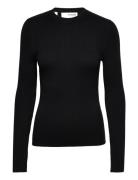 Slflydia New Rib Ls Knit O-Neck B Tops T-shirts & Tops Long-sleeved Black Selected Femme