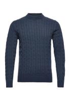 Slhryan Structure Crew Neck W Tops Knitwear Round Necks Blue Selected Homme