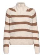 Onlleise Freya Ls Zip High Neck Pullover Tops Knitwear Turtleneck Beige ONLY