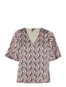 Vmzelda 2/4 V-Neck Top Wvn Lcs Tops Blouses Short-sleeved Multi/patterned Vero Moda