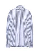 Striped Blouse Tops Shirts Long-sleeved Blue IVY OAK