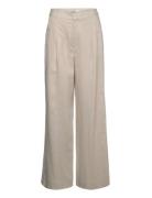 Paulagz Linen Mw Wide Pants Noos Bottoms Trousers Suitpants Beige Gestuz