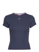 Tjw Bby Essential Rib Ss Tops T-shirts & Tops Short-sleeved Navy Tommy Jeans