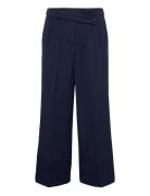 Culotte Trousers With Blended Viscose Bottoms Trousers Straight Leg Navy Esprit Casual