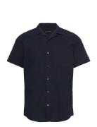 Bowling Julius Seersucker Shirts S/ Tops Shirts Short-sleeved Navy Clean Cut Copenhagen