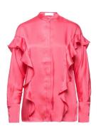 2Nd Edition Geranimo - Drapy Twill Tops Blouses Long-sleeved Pink 2NDDAY