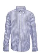 Striped Cotton Poplin Shirt Tops Shirts Long-sleeved Shirts Navy Ralph Lauren Kids