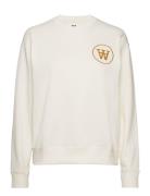 Jess Tonal Logo Sweatshirt Gots Tops Sweatshirts & Hoodies Sweatshirts Cream Double A By Wood Wood
