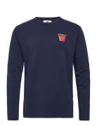 Mel Stacked Logo Long Sleeve Tops T-Langærmet Skjorte Navy Double A By Wood Wood