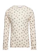 Nkfwang Wool Rib Ls Top Aop Xxiii Tops T-shirts Long-sleeved T-Skjorte Cream Name It