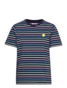 Mia Stripe T-Shirt Tops T-shirts & Tops Short-sleeved Blue Double A By Wood Wood