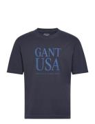 Sunfaded Gant Usa T-Shirt Tops T-Kortærmet Skjorte Navy GANT