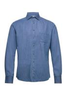 Bs Vitoria Casual Slim Fit Shirt Tops Shirts Casual Blue Bruun & Stengade