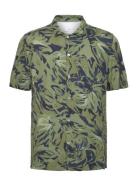 Regular Fit Tropical Print Shirt Tops Shirts Short-sleeved Khaki Green Mango