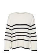 Vmsaba Ls O-Neck Stripe Pullover Ga Noos Tops Knitwear Jumpers Cream Vero Moda