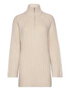 Slffeline Ls Knit Half Zipper Tops Knitwear Jumpers Beige Selected Femme